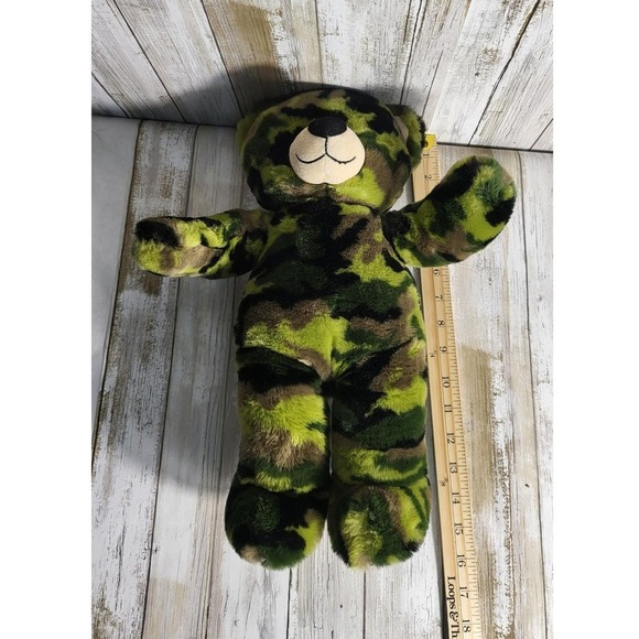 Build A Bear Camouflage Plush Teddy Bear Stuffed Animal Toy Green Brown - Picture 7 of 8